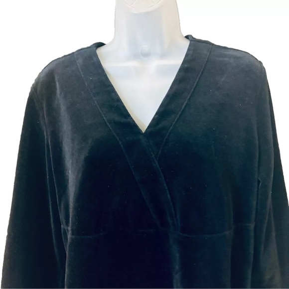 Hot Cotton Women’s Velvet Cotton Blend Top Tunic V Neck Black Size M - Picture 2 of 11